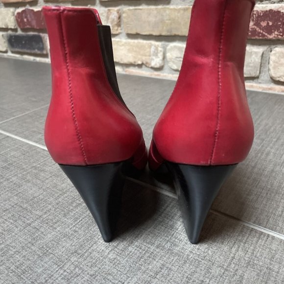 Pour la victoire red leather Allena high heel chelsea ankle boots booties 8 nib - Picture 6 of 9